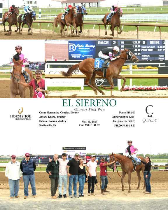 EL SIERENO - Owners First Win - 05-13-26 - R02 - IND - Coady Media - Kurtis Coady Photography