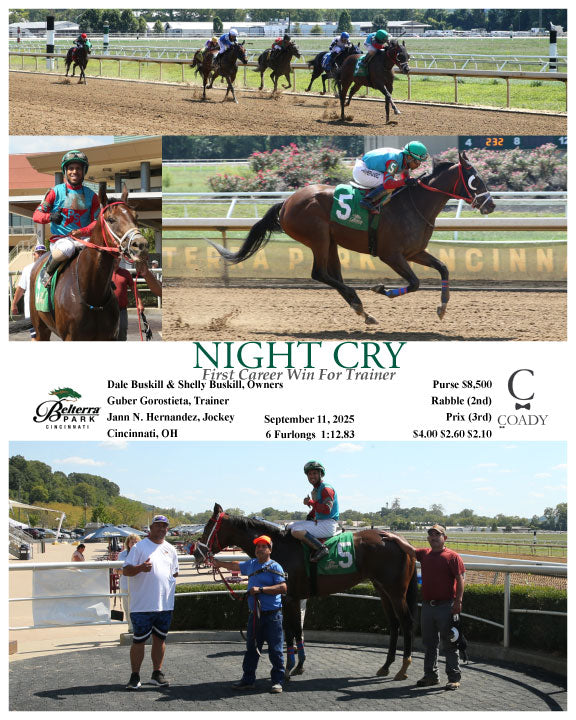 NIGHT CRY - First Career Win For Trainer - 09-11-25 - R02 - BTP - Coady Media - Kurtis Coady Photography
