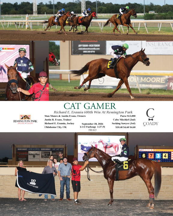 CAT GAMER - Richard E. Eramia 600th Win At Remington Park - 09-18-26 - R03 - RP