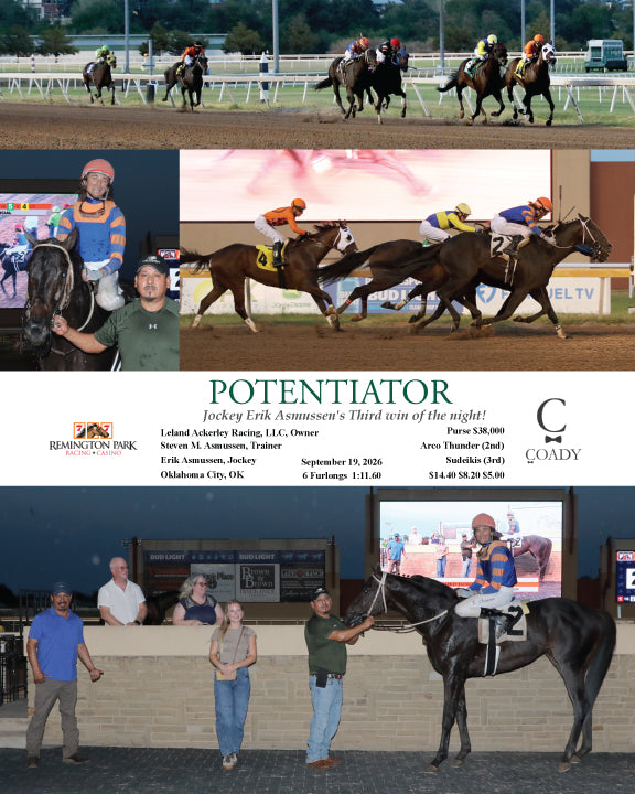 POTENTIATOR - Jockey Erik Asmussen's Third win of the night! - 09-19-26 - R03 - RP