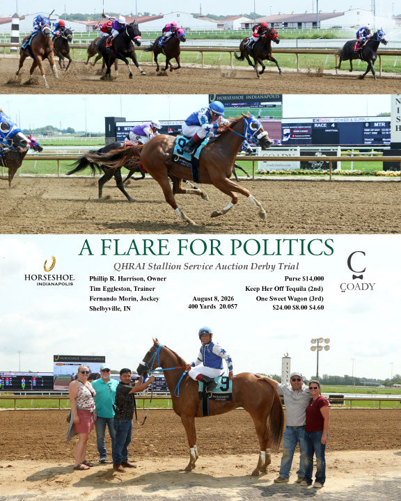 A FLARE FOR POLITICS - QHRAI Stallion Service Auction Derby Trial - 08-08-26 - R04 - IND