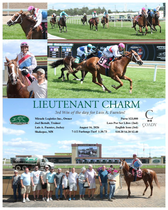 LIEUTENANT CHARM - 3rd Win of the day for Luis A. Fuentes! - 08-16-26 - R05 - CBY