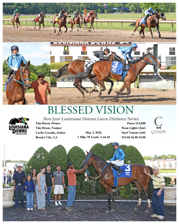 BLESSED VISION - Bon Jour Louisiana Downs Lawn Distance Series - 05-02-26 - R06 - LAD - Coady Media - Kurtis Coady Photography
