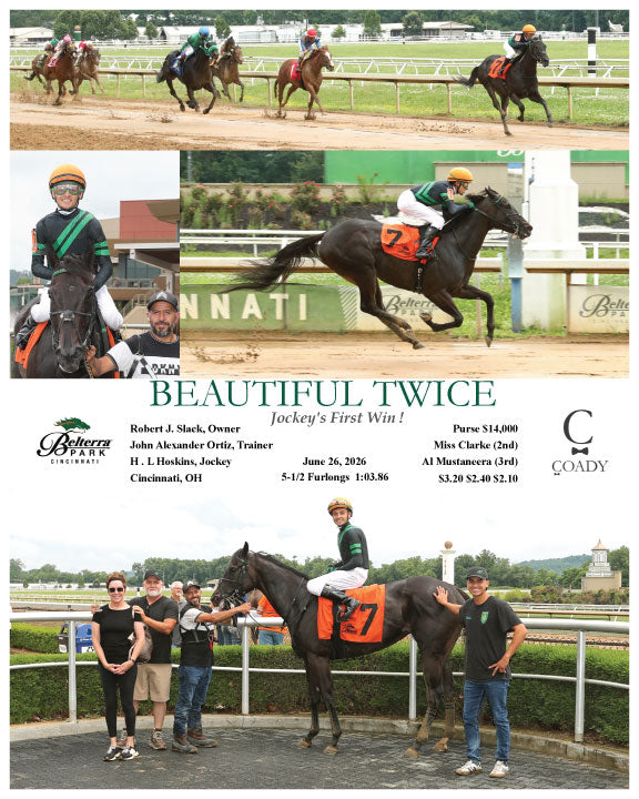 BEAUTIFUL TWICE - Jockey's First Win ! - 06-26-26 - R07 - BTP