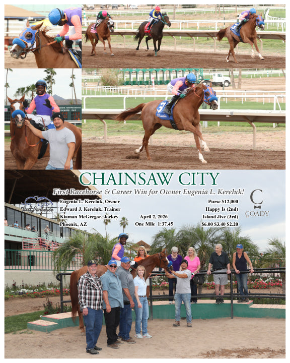 CHAINSAW CITY - First Racehorse & Career Win for Owner Eugenia L. Kereluk! - 04-02-26 - R07 - TUP - Coady Media - Kurtis Coady Photography