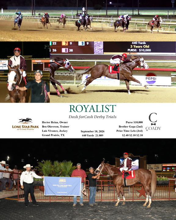 ROYALIST - Dash forCash Derby Trials - 09-18-26 - R08 - LSP
