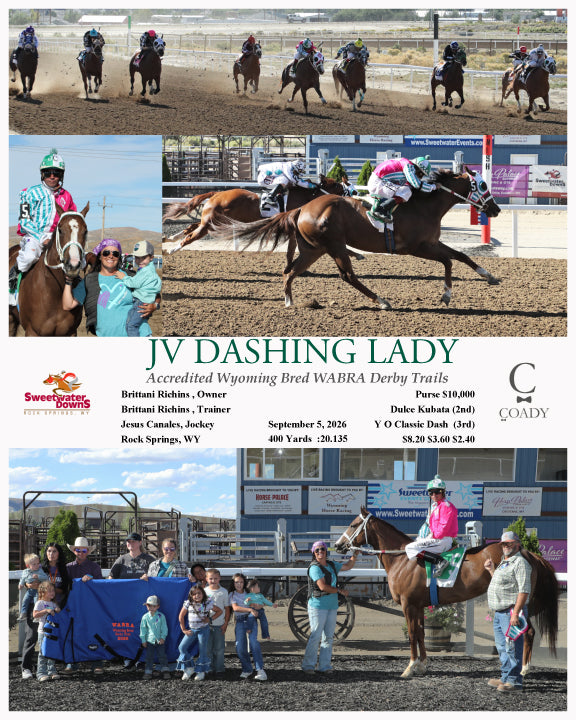 JV DASHING LADY - Accredited Wyoming Bred WABRA Derby Trails - 09-05-26 - R08 - SWF