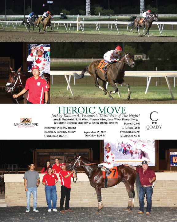 HEROIC MOVE - Jockey Ramon A. Vazquez's Third Win of The Night! - 09-17-26 - R10 - RP