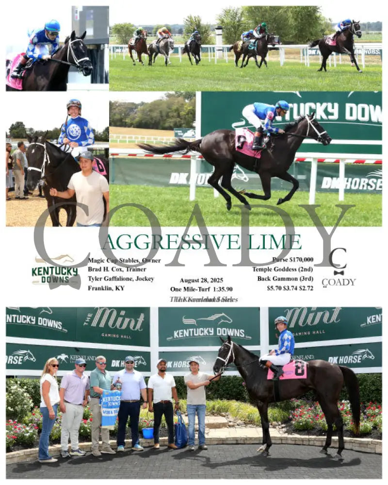 AGGRESSIVE LIME 082825 Race 01 KD Kentucky Downs