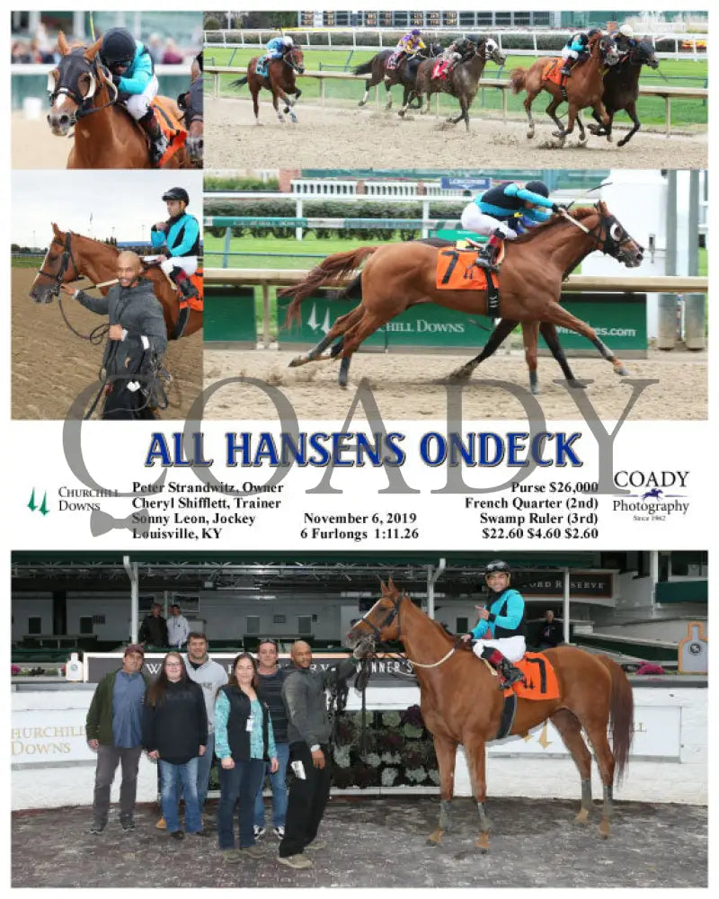 All Hansens Ondeck - 11-06-19 R04 Cd Churchill Downs
