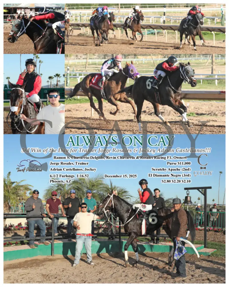 ALWAYS ON CAY - 3rd Win of the Day for Trainer Jorge Rosales & Jockey Adrian Castellanos!!! - 12-15-25 - R06 - TUP - Coady Media - Kurtis Coady Photography