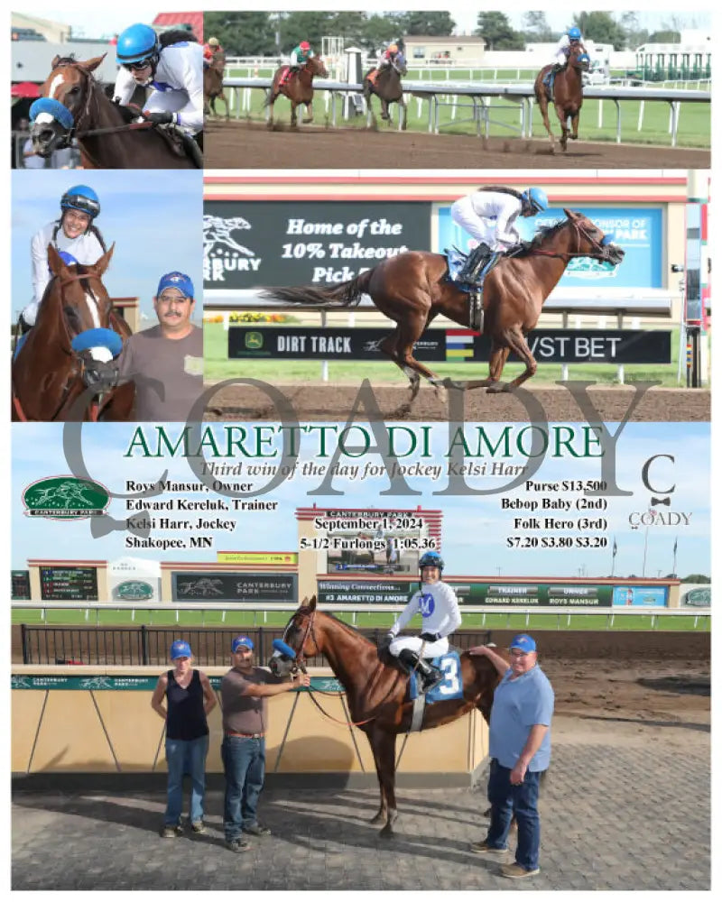 Amaretto Di Amore - Third Win Of The Day For Jockey Kelsi Harr 09-01-24 R07 Cby Kentucky Downs