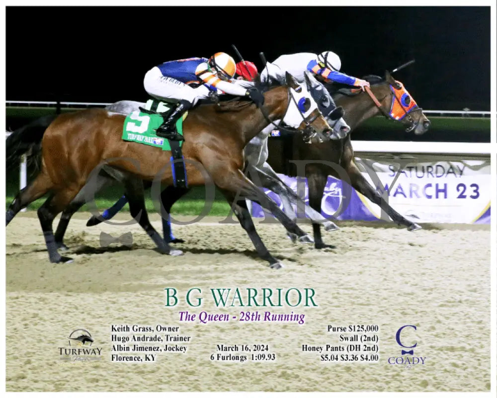 B G Warrior - The Queen 28Th Running 03 - 16 - 24 R06 Tp Action Turfway Park