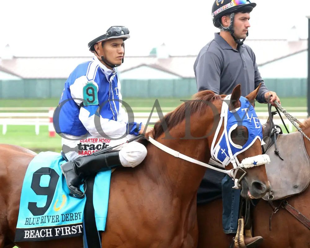 BEACH FIRST - Blue River Derby Final - 07-19-25 - R08 - Horseshoe Indiana - Post Parade 02 - Sammantha Pagels Indiana