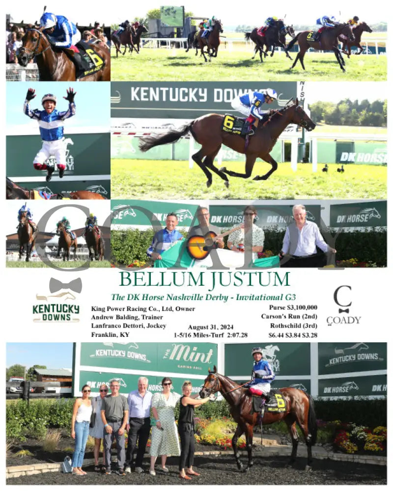 Bellum Justum - The Dk Horse Nashville Derby Invitational G3 08-31-24 R08 Kd Kentucky Downs