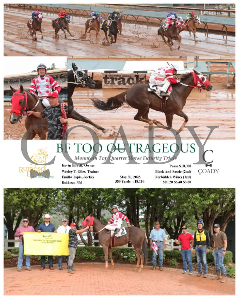 BF TOO OUTRAGEOS - Mountain Top Quarter Horse Futurity Trials - 05-30-25 - R10 - RUI Ruidoso Downs