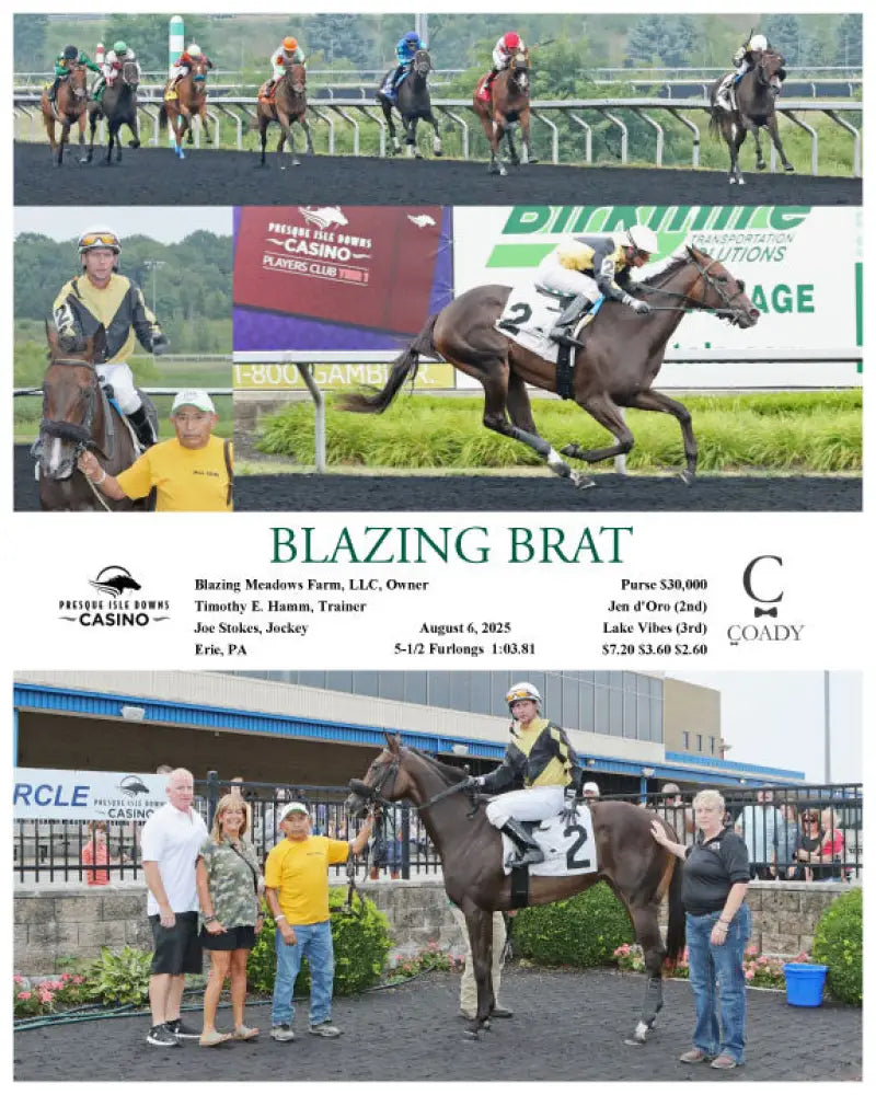BLAZING BRAT - 08-06-25 - R05 - PID Presque Isle Downs