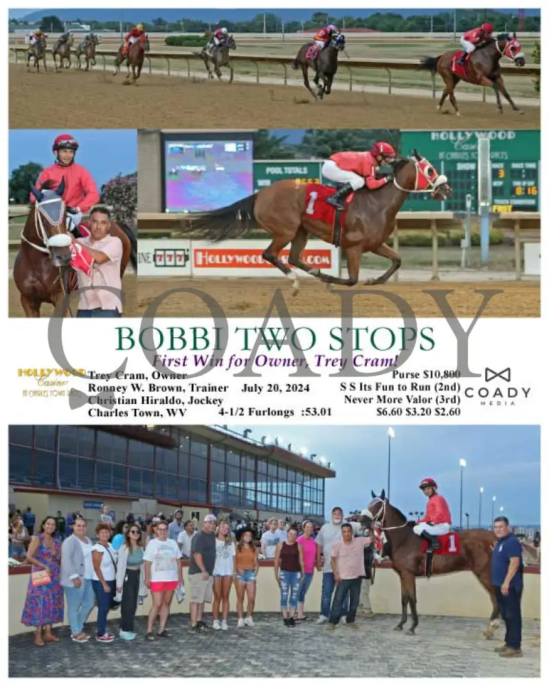 Bobbi Two Stops - First Win For Owner Trey Cram! 07-20-24 R03 Ct Hollywood Casino At Charles Town