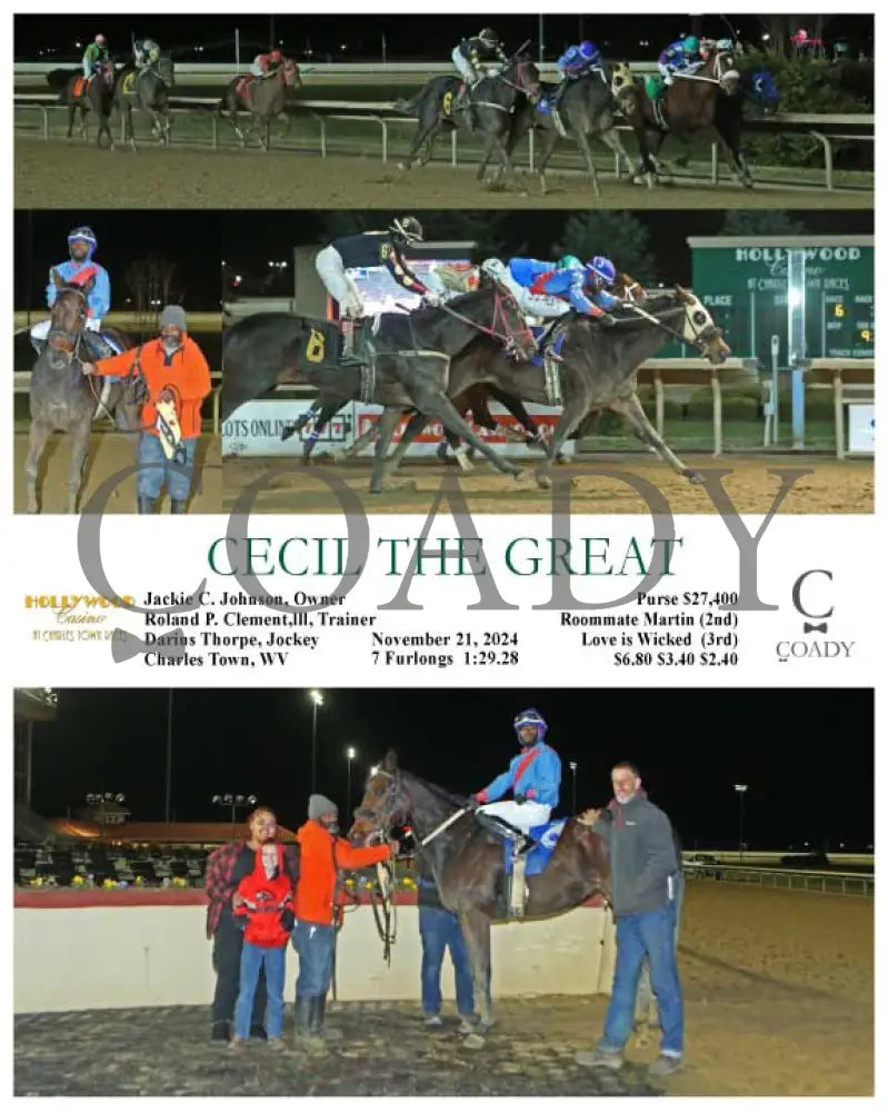 Cecil The Great - 11-21-24 R06 Ct Hollywood Casino At Charles Town Races
