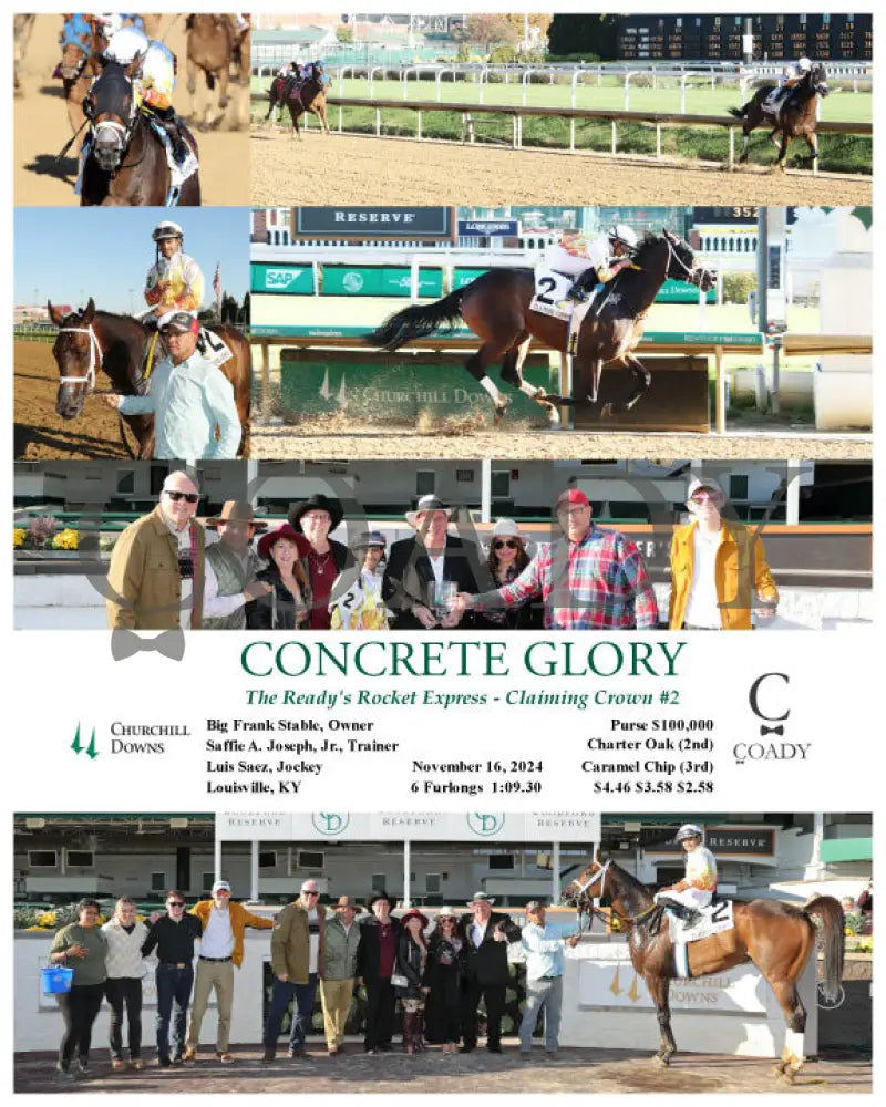 Concrete Glory - The Ready’s Rocket Express Claiming Crown #2 11-16-24 R06 Cd Churchill Downs
