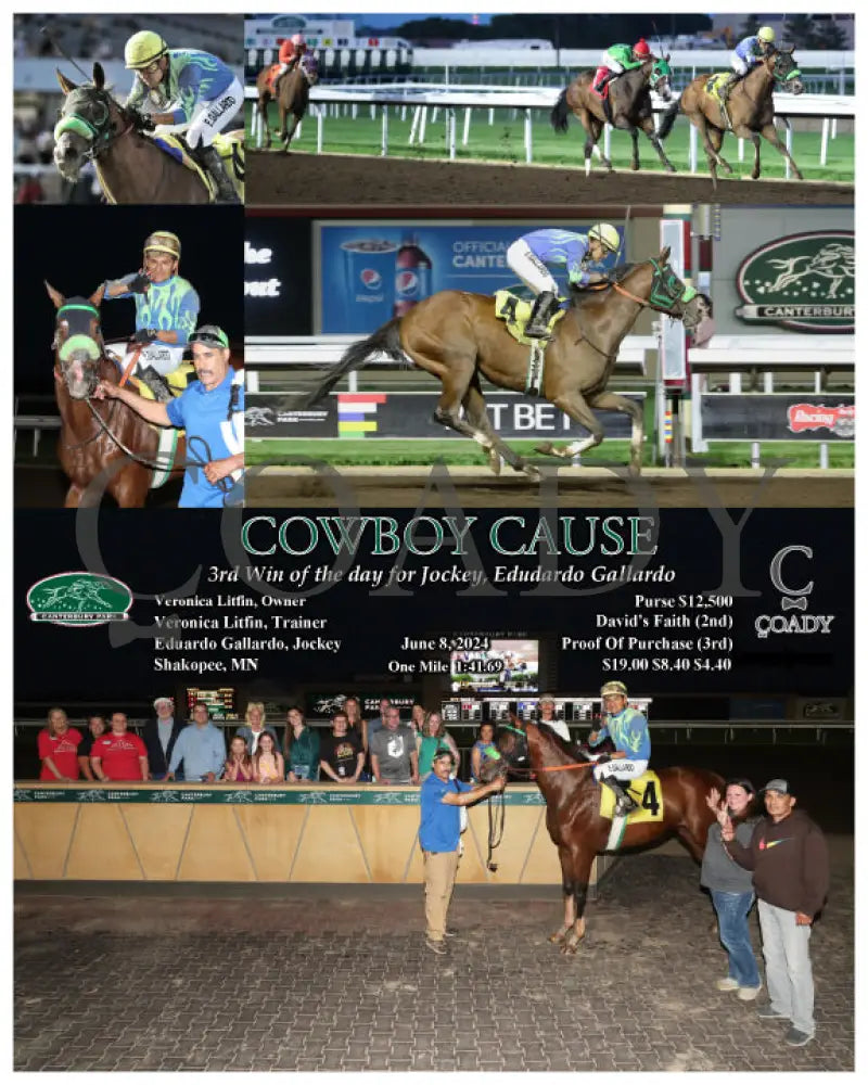 Cowboy Cause - 3Rd Win Of The Day For Jockey Edudardo Gallardo 06-08-24 R08 Cbycowboy Cby