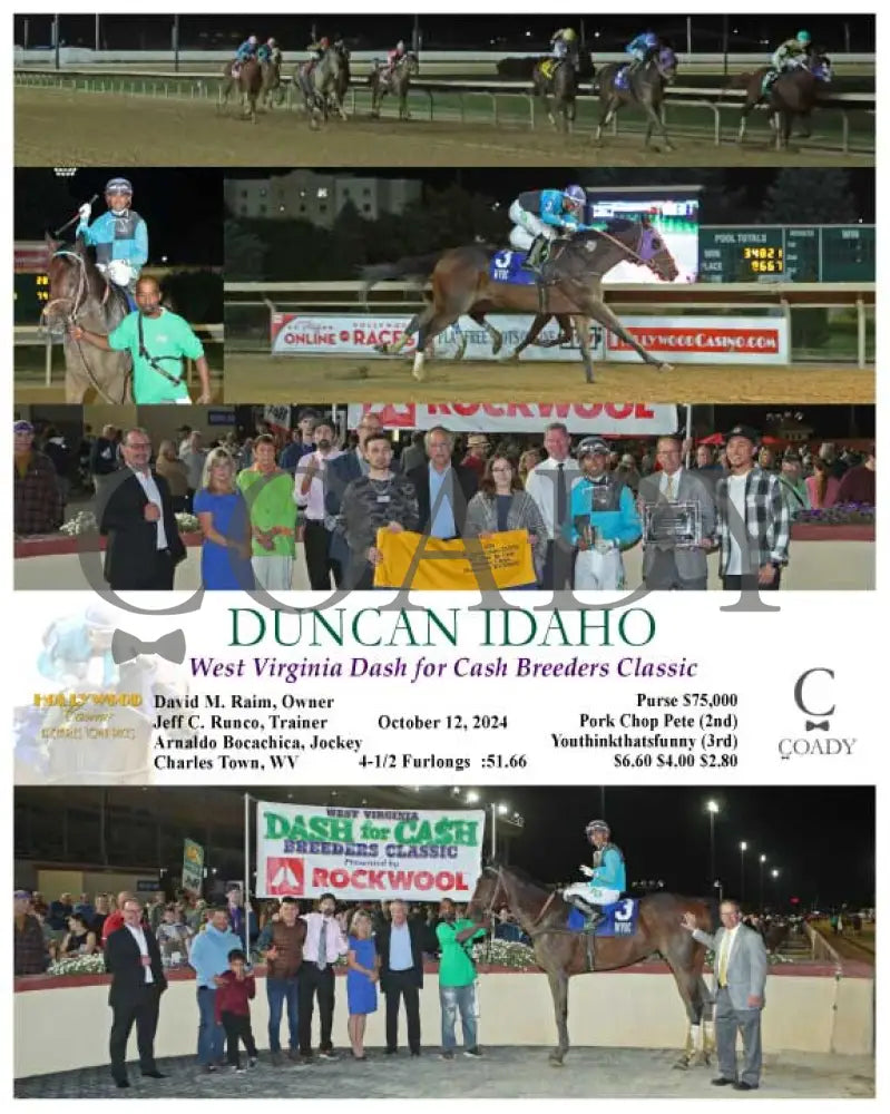Duncan Idaho - West Virginia Dash For Cash Breeders Classic 10-12-24 R02 Ct Hollywood Casino At