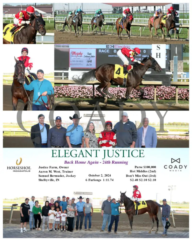 Elegant Justice - Back Home Again 24Th Running 10-02-24 R08 Ind Indiana Grand