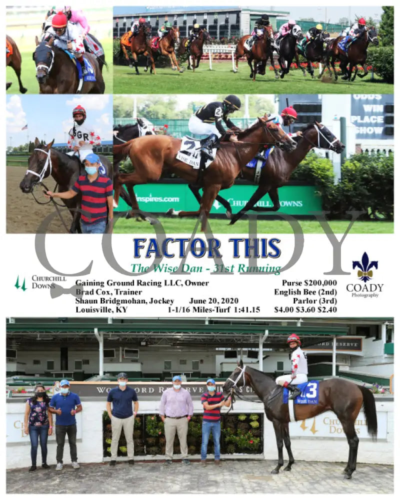 Factor This - The Wise Dan 31St Running 06-20-20 R09 Cd Churchill Downs