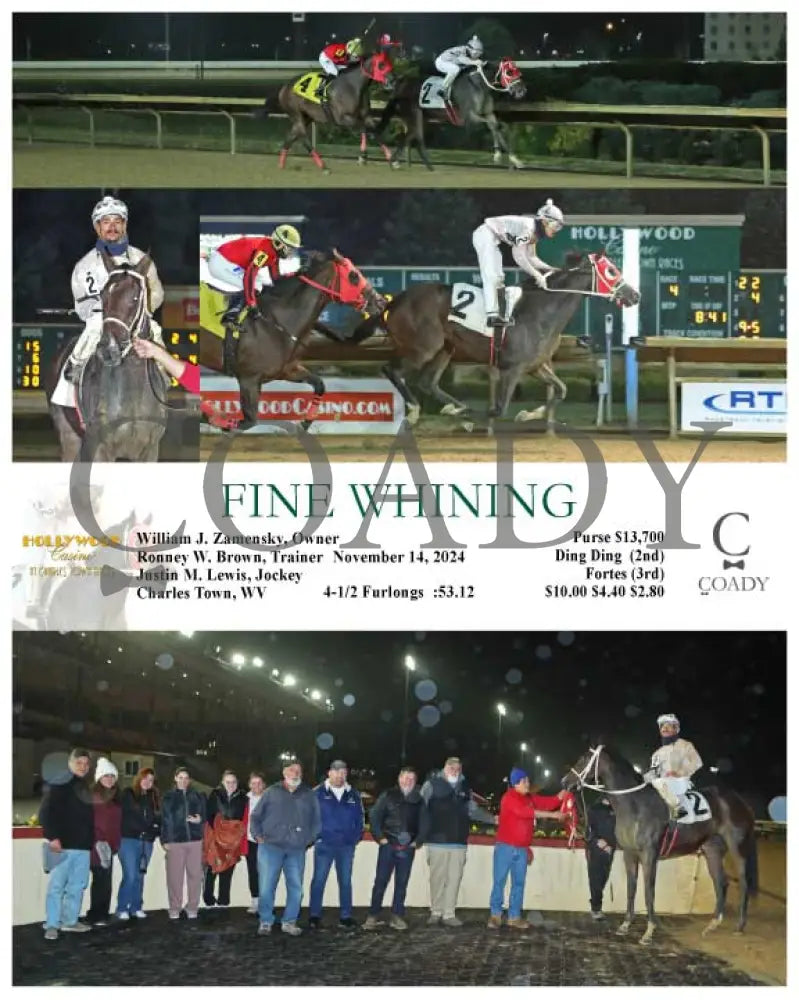 Fine Whining - 11-14-24 R04 Ct Hollywood Casino At Charles Town Races