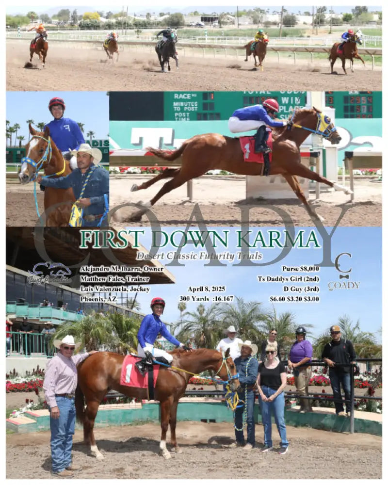 FIRST DOWN KARMA - Desert Classic Futurity Trials - 04-08-25 - R01 - TUP Turf Paradise