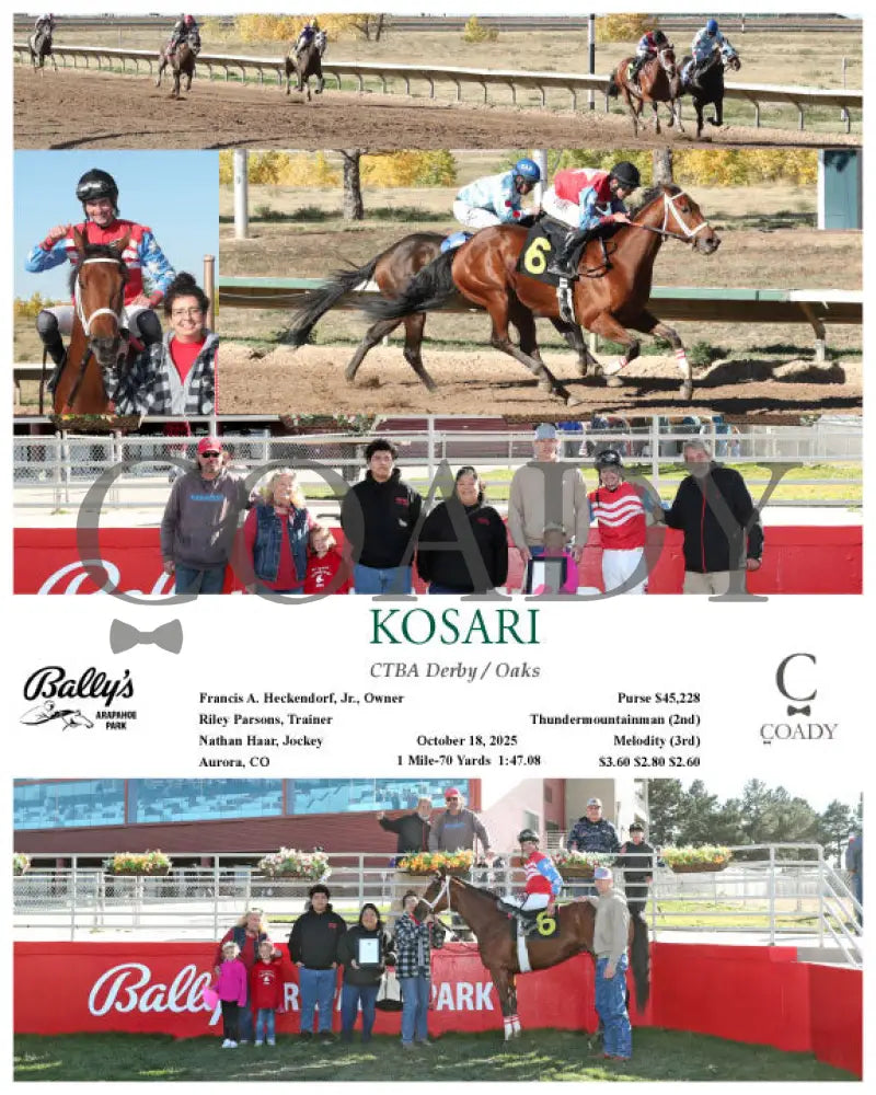 KOSARI - CTBA Derby / Oaks - 10-18-25 - R06 - ARP Arapahoe Park