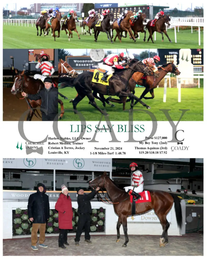 Lips Say Bliss - 112124 Race 09 Cd Churchill Downs