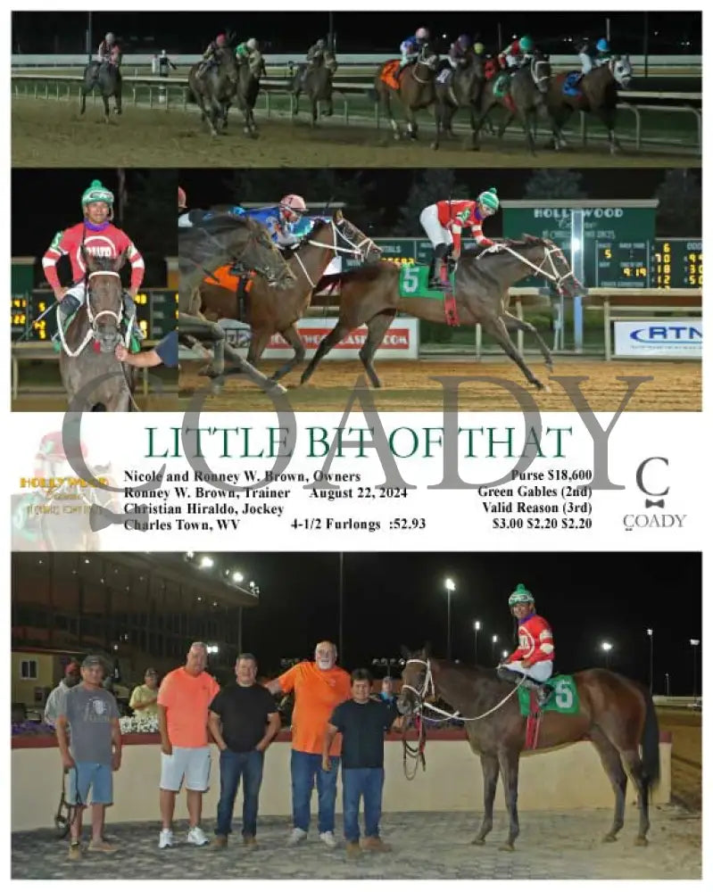 Little Bit Of That - 08-22-24 R05 Ct Hollywood Casino At Charles Town Races