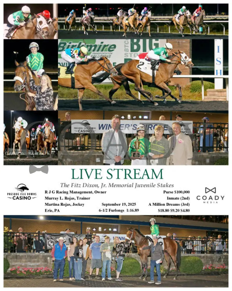 LIVE STREAM - The Fitz Dixon, Jr. Memorial Juvenile Stakes - 09-19-25 - R07 - PID - Coady Media - Kurtis Coady Photography