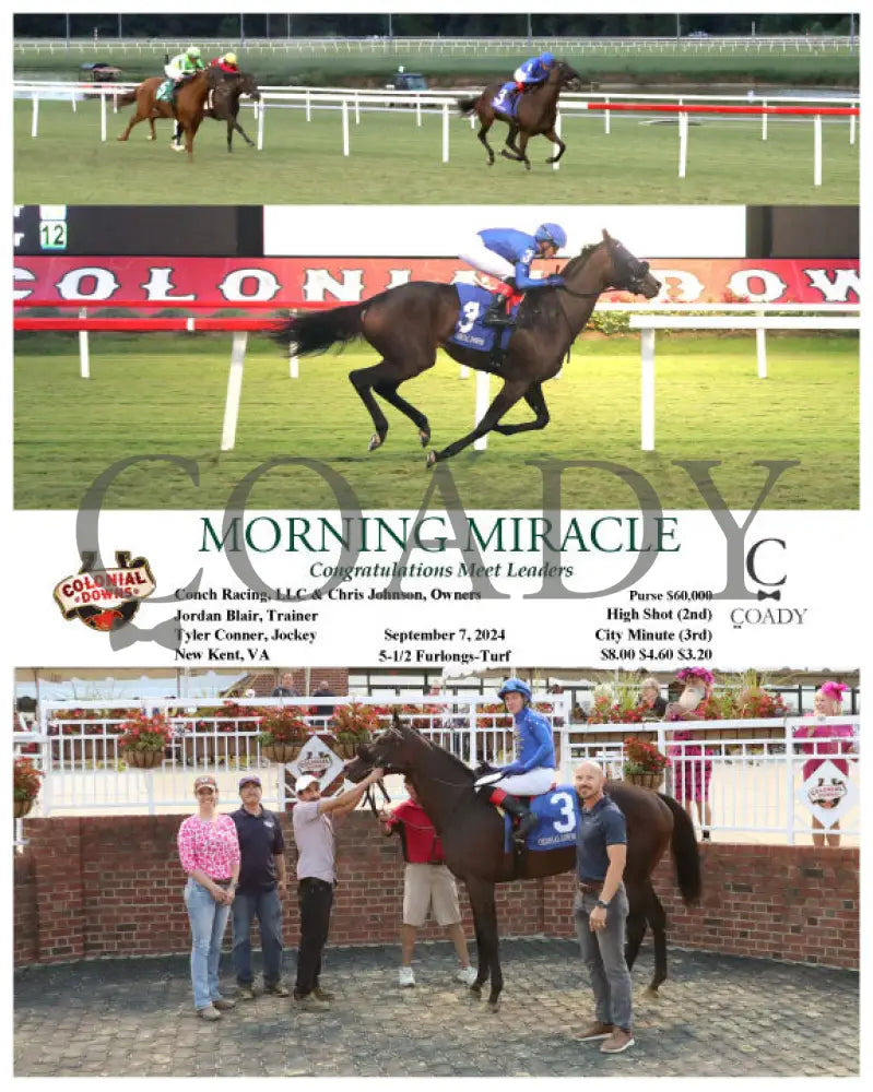 Morning Miracle - Congratulations Meet Leaders 09-07-24 R11 Cnl Colonial Downs