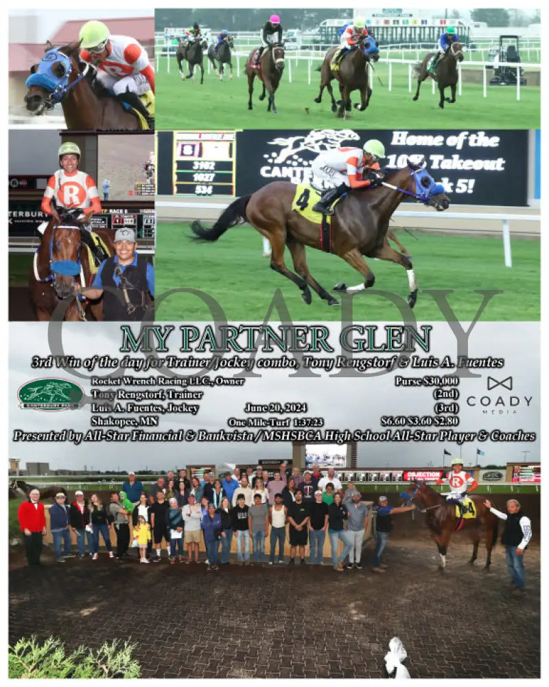 My Partner Glen - 3Rd Win Of The Day For Trainer/Jockey Combo Tony Rengstorf & Luis A. Fuentes