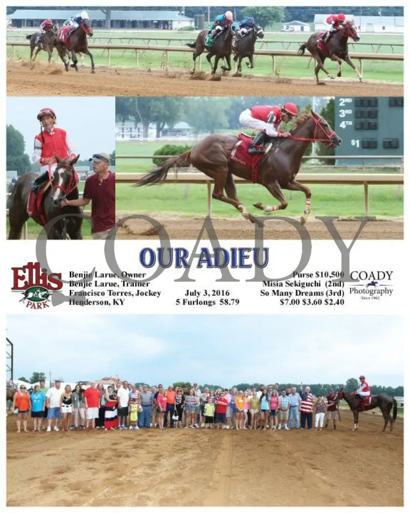 Our Adieu - 070316 Race 07 Elp Ellis Park