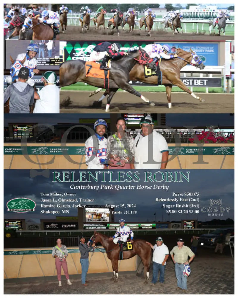 Relentless Robin - 081524 Race 06 Cby Canterbury Park Quarter Horse Derby Tom Maher Owner Jason L.
