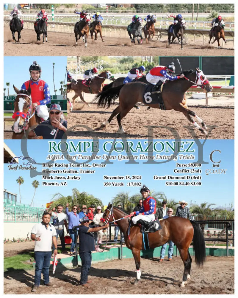 Rompe Corazonez - Aqra Turf Paradise Open Quarter Horse Futurity Trials 11-18-24 R04 Tup