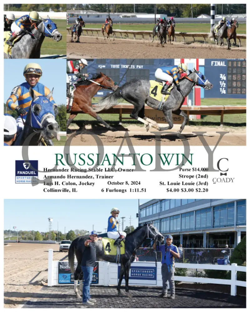 Russian To Win - 10-08-24 R06 Fan Fanduel Sportsbook Horse Racing