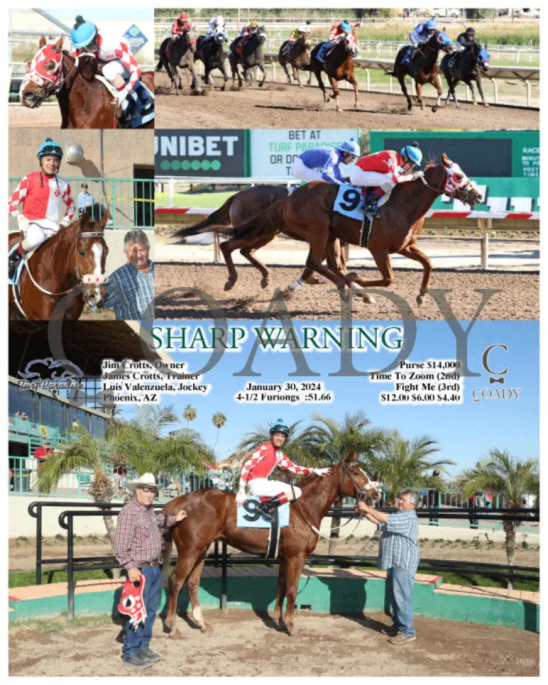 Sharp Warning - 01-30-24 R05 Tup Turf Paradise