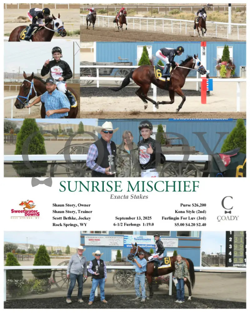 SUNRISE MISCHIEF - Exacta Stakes - 09-13-25 - R01 - SWF - Coady Media - Kurtis Coady Photography