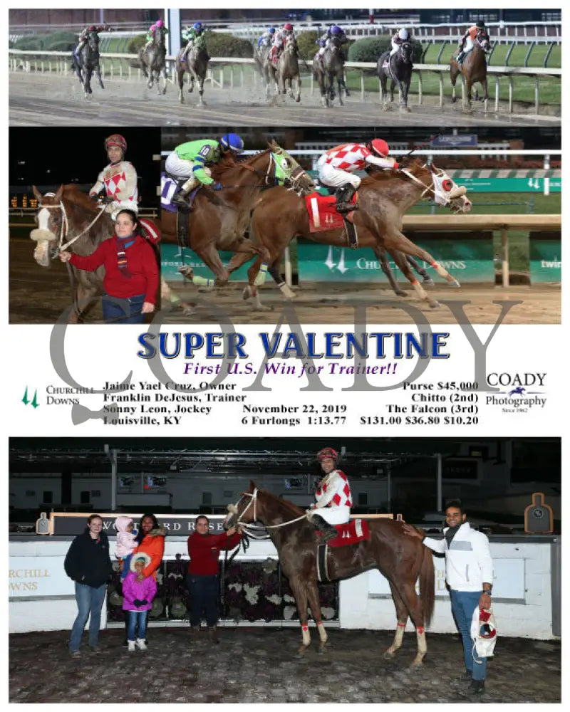 Super Valentine - First U.s. Win For Trainer!! 11-22-19 R10 Cd Churchill Downs