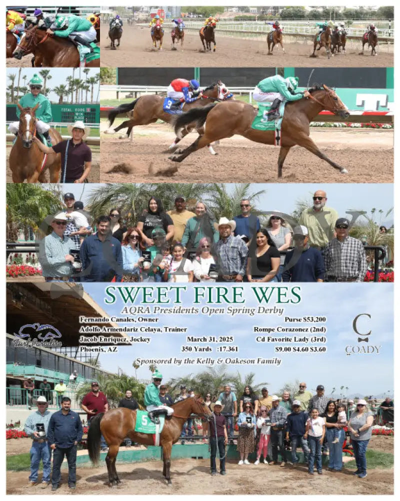SWEET FIRE WES - AQRA Presidents Open Spring Derby - 03-31-25 - R02 - TUP Turf Paradise