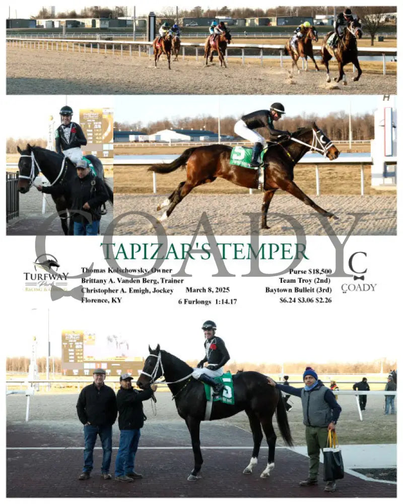 TAPIZAR’S TEMPER - 030825 - Race 01 - TP Turfway Park