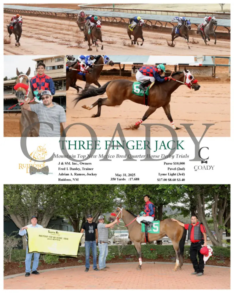 THREE FINGER JACK - Mountain Top New Mexico Bred Quarter Horse Derby Trials - 05-31-25 - R03 - RUI Ruidoso Downs
