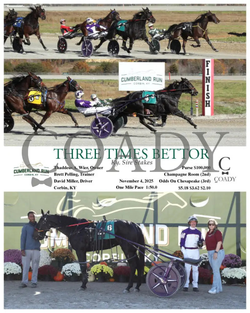 THREE TIMES BETTOR - Ky. Sire Stakes - 11-04-25 - R06 - CMR Presque Isle Downs