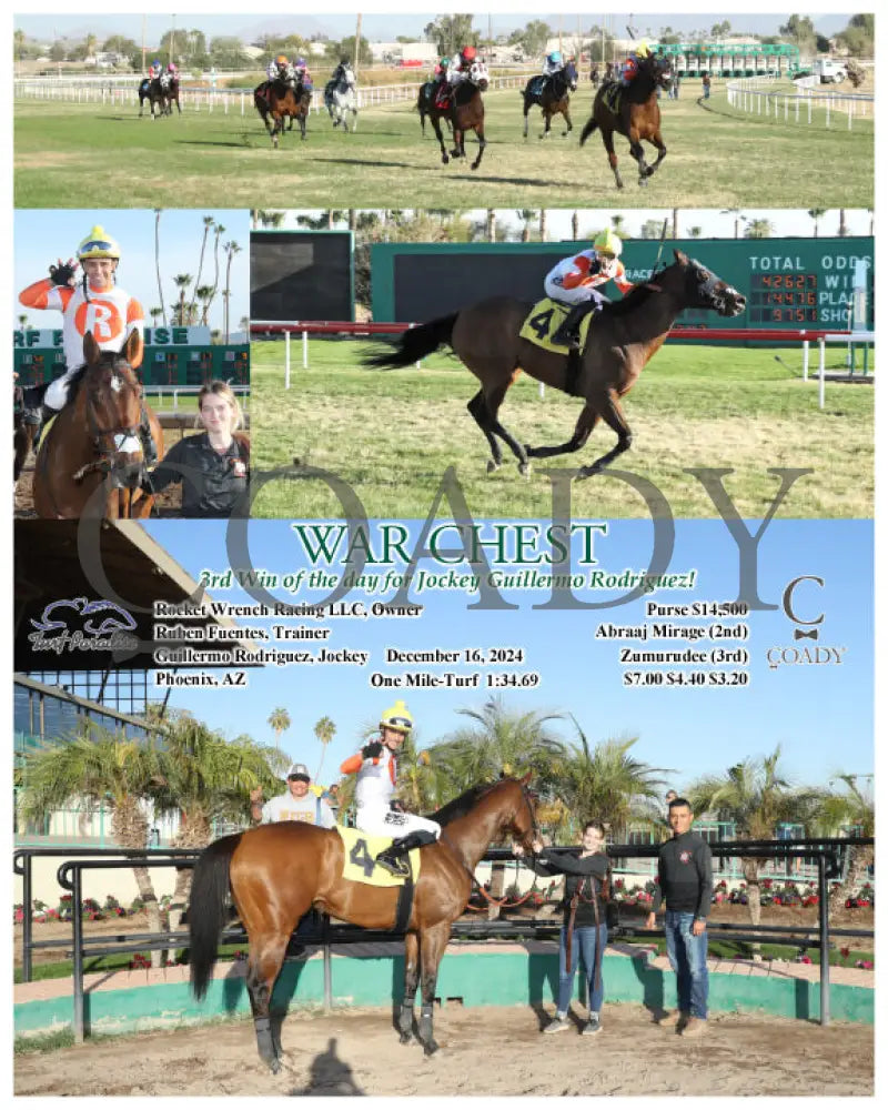 War Chest - 3Rd Win Of The Day For Jockey Guillermo Rodriguez! 12-16-24 R07 Tup Turf Paradise