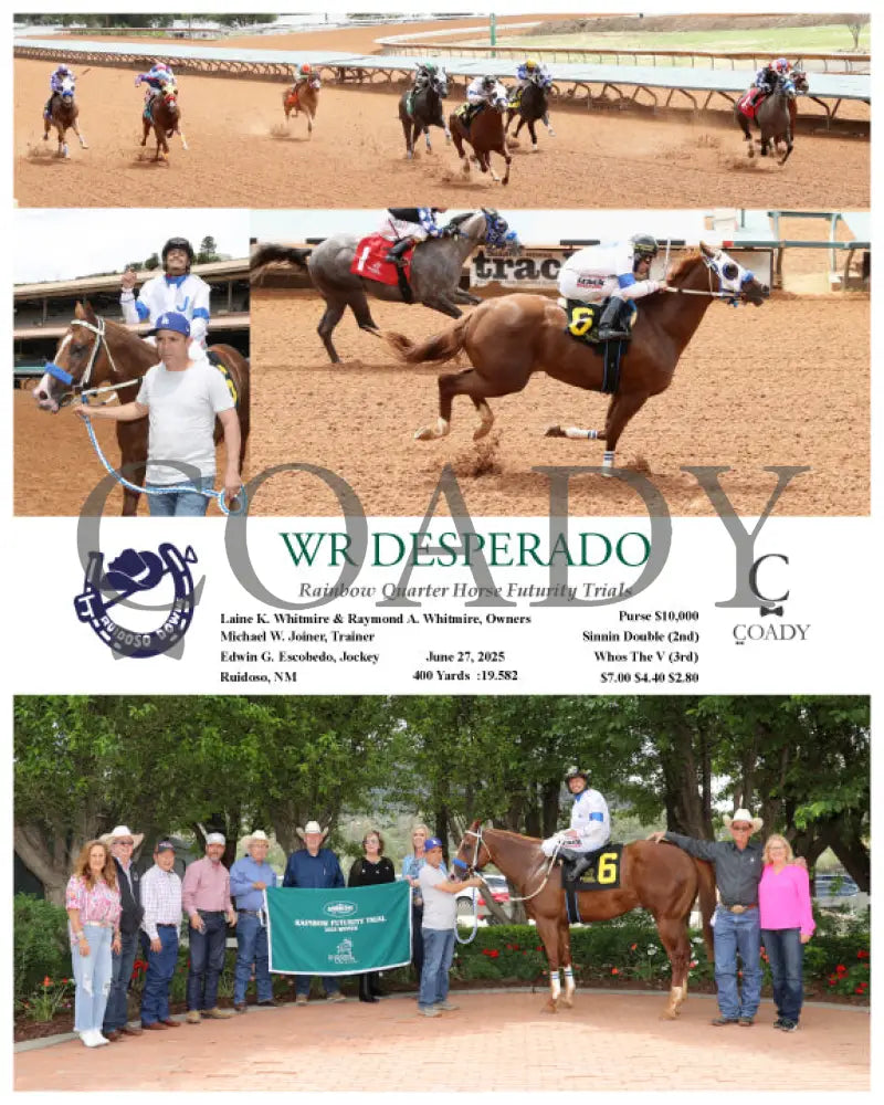 WR DESPERADO - Rainbow Quarter Horse Futurity Trials - 06-27-25 - R02 - RUI Ruidoso Downs