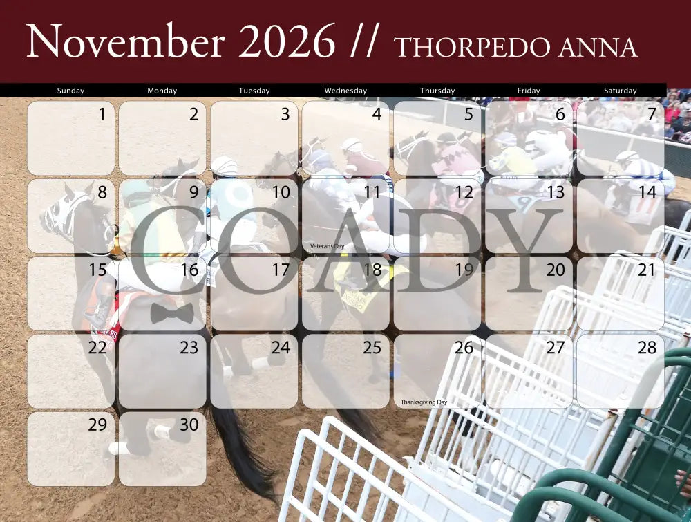 2026 - Horse Racing Calendar Book